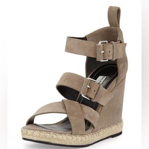 Balenciaga Suede Espadrille Wedge Sandal, Taupe